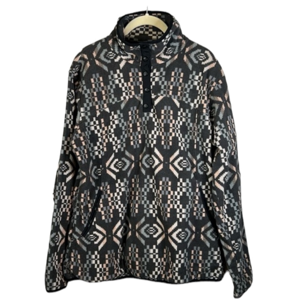 Woolrich Nordic Western Aztec Fleece Pocket Pullover Sweater Jacket Size L